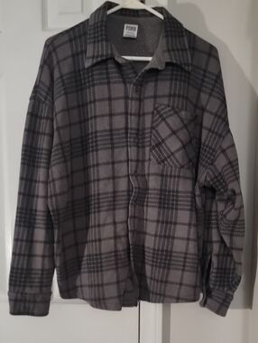 Victoria's Secret Gray Plaid Button-Up Shirt Jacket